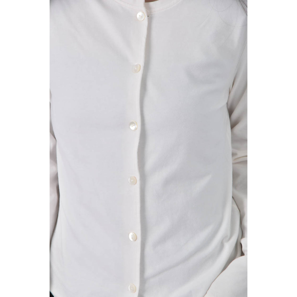 (S) 排扣白色長袖上衣二手衣, , large
