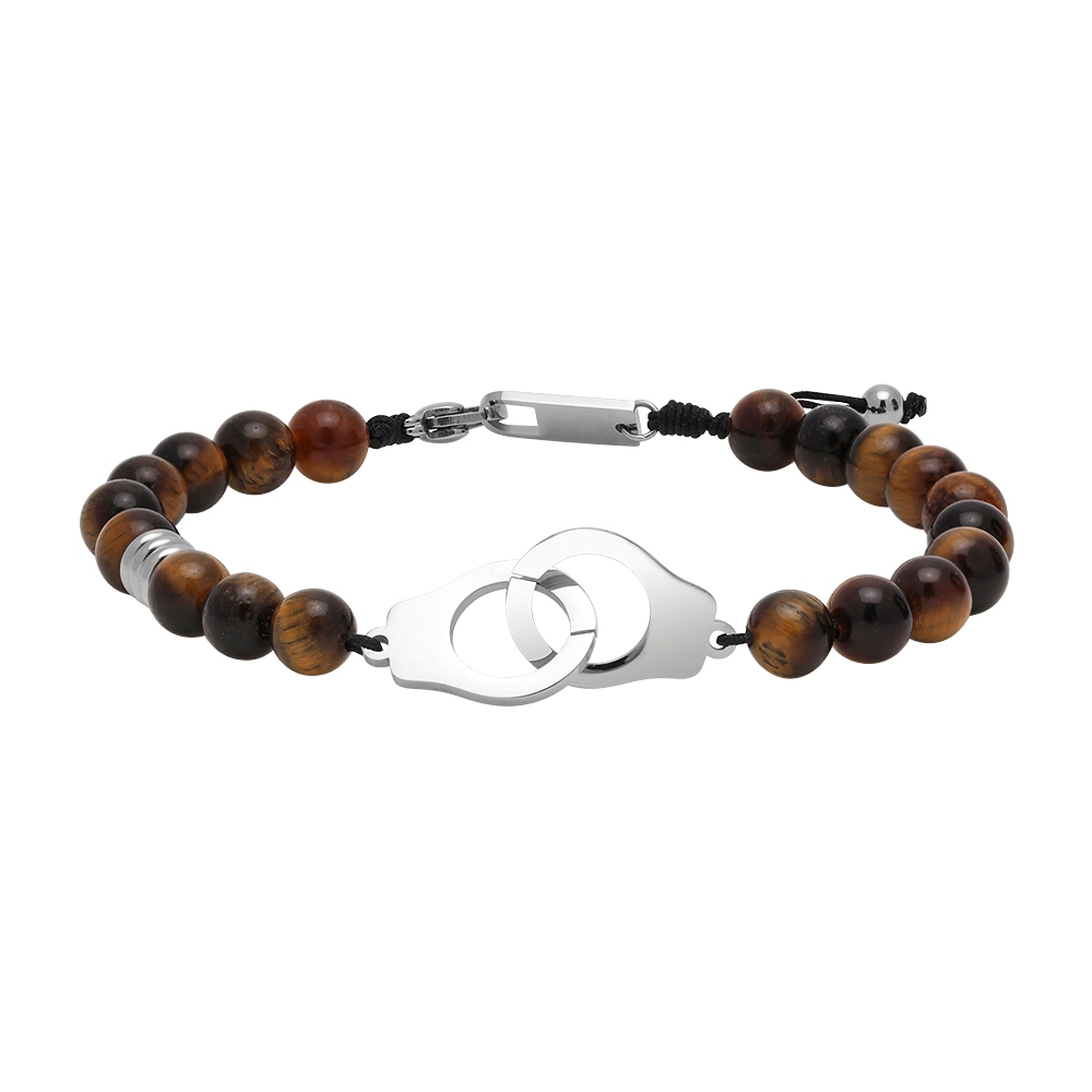 【快速出貨】法國 ROCHET Talisman系列 虎眼石男士串珠手環 HB57603, , large
