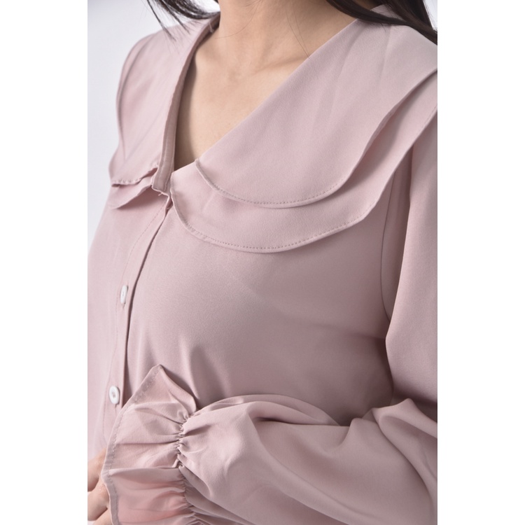 (M) 日系粉色長袖上衣二手衣, , large