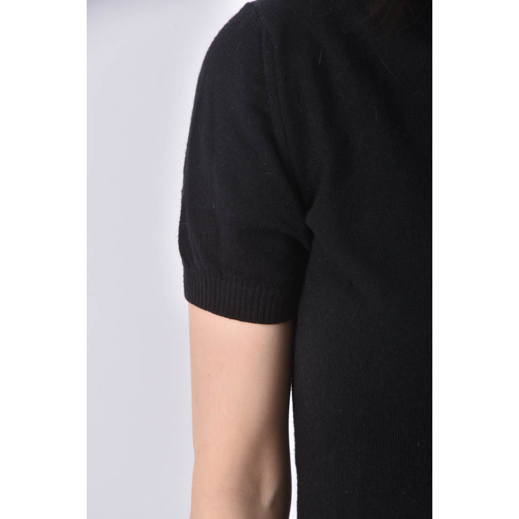 (XS（含）以下) burberryv領黑色短袖上衣二手衣, , large