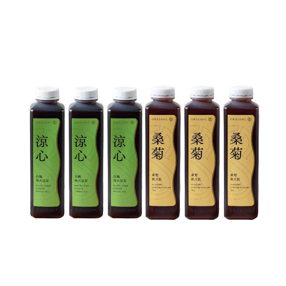 OKASANG cool summer health drinks set｜1000ml*6(White crane flower herbal tea*3、Mulberry chrysanthemum tea*3), , large
