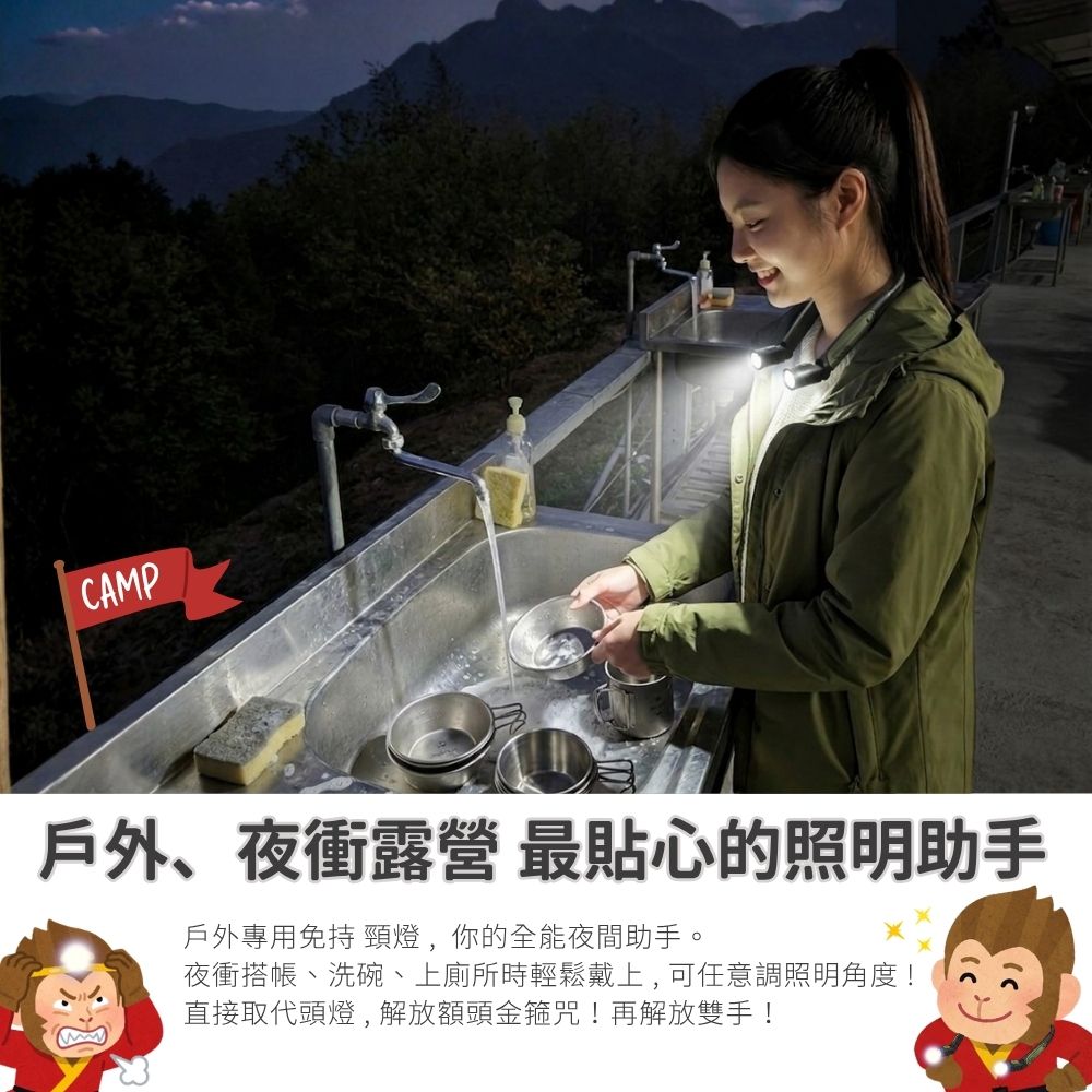 日本【GOODGOODS 】防眩光LED｜頸燈 充電式 高亮度 防水 防震 露營 工作 頸掛燈 戶外燈 可充電 閱讀燈 兩｜紅色/軍綠色, , large