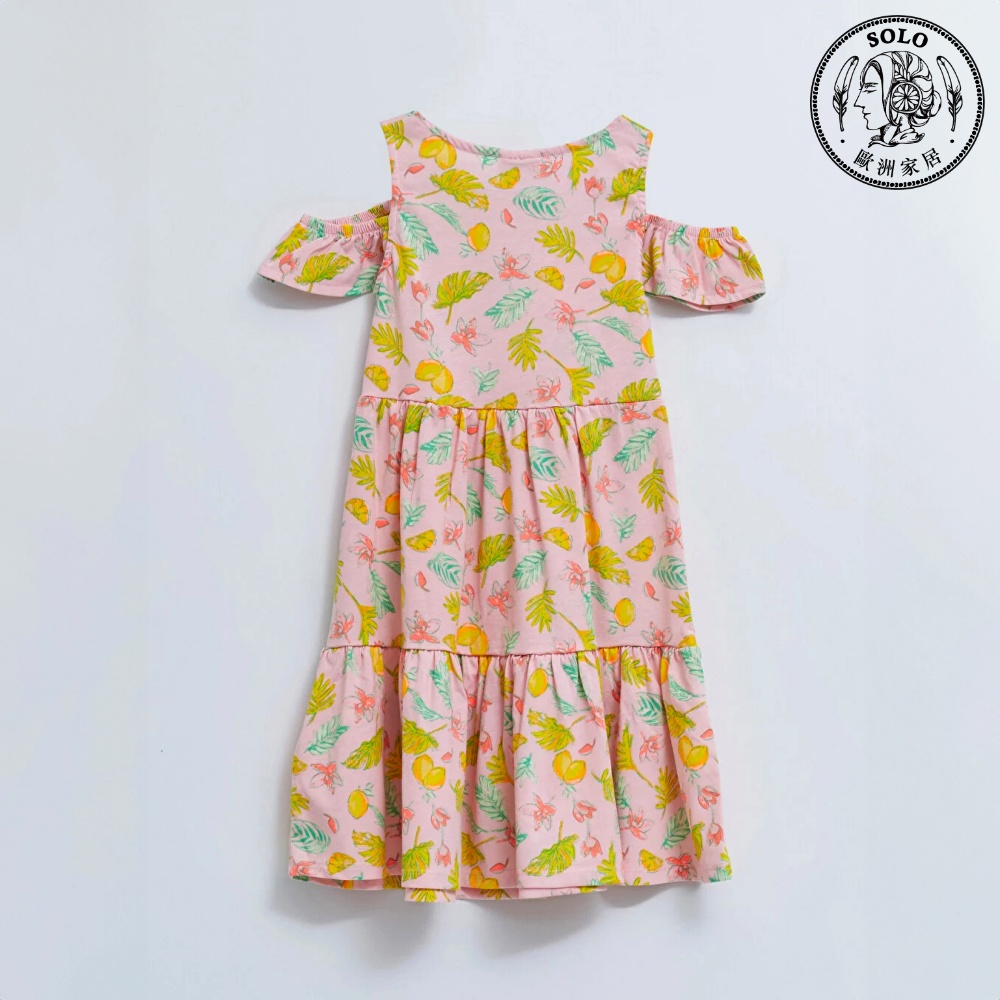【SOLO Vintage】LCW Tropical Fruit Girls Sleeveless Dress Pure Cotton Pink Made in Turkey 9-10y, , large