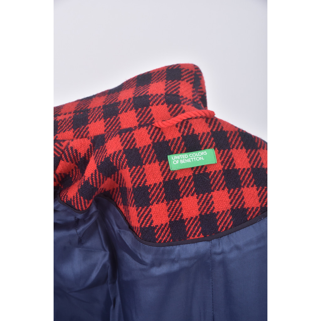 (M) united colors of benetton質感格紋紅色外套二手衣, , large