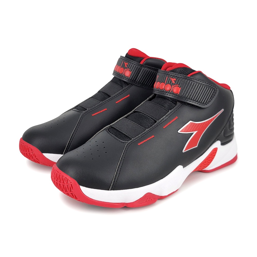 DIADORA迪亞多那 大童避震籃球鞋 童運動鞋 魔鬼氈 寬楦 保護後跟 抗菌 除臭 緩震 減壓 耐磨 防滑 白藍 黑紅, , large