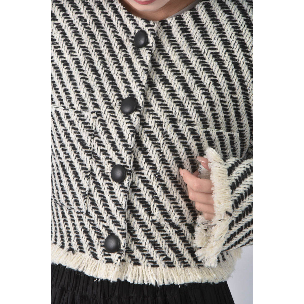 (L) mydress質感羊毛撞色黑色外套二手衣, , large