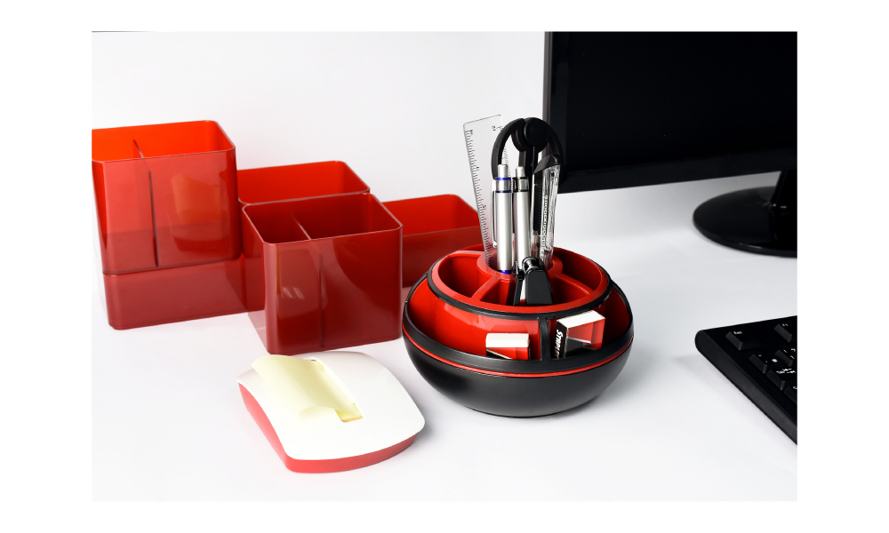 【O-Life】Round Rotating Storage Box - Black and White, , large