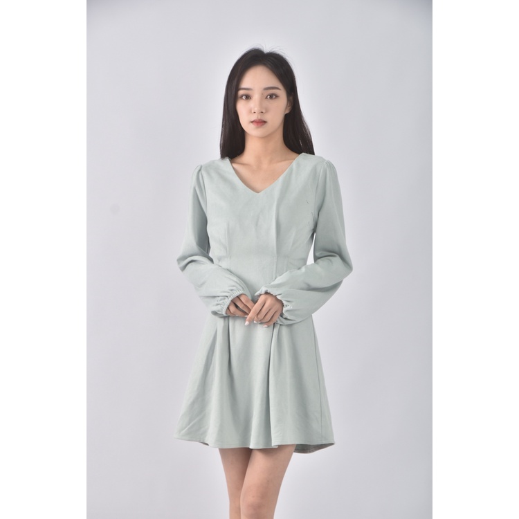 (S) air space lady質感V領綠色洋裝二手衣, , large