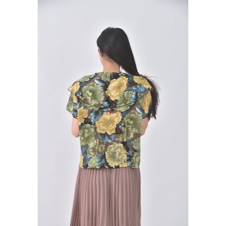 (L) shiuh chen質感花邊綠色短袖上衣二手衣, , large