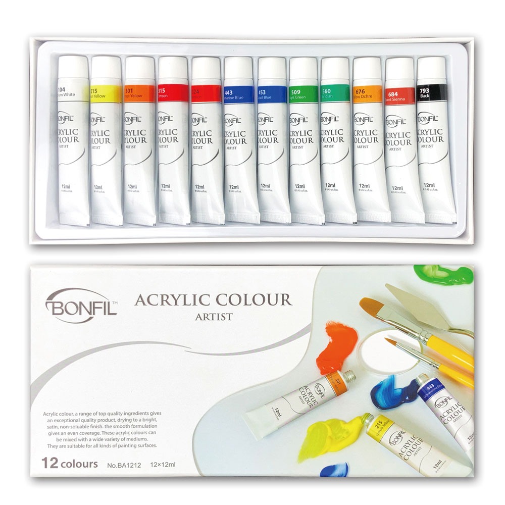 【BONFIL】西班牙 壓克力 顏料 12ml  12色 / 組 BA1212
