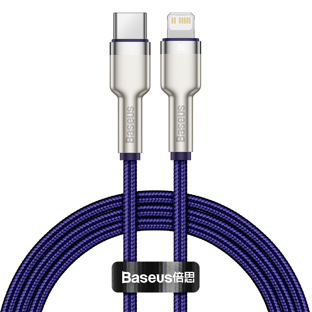 【BASEUS】倍思20W金屬卡福樂Type-C to Lightning數據線 200公分 紫色(充電線 蘋果線 快充線), , large