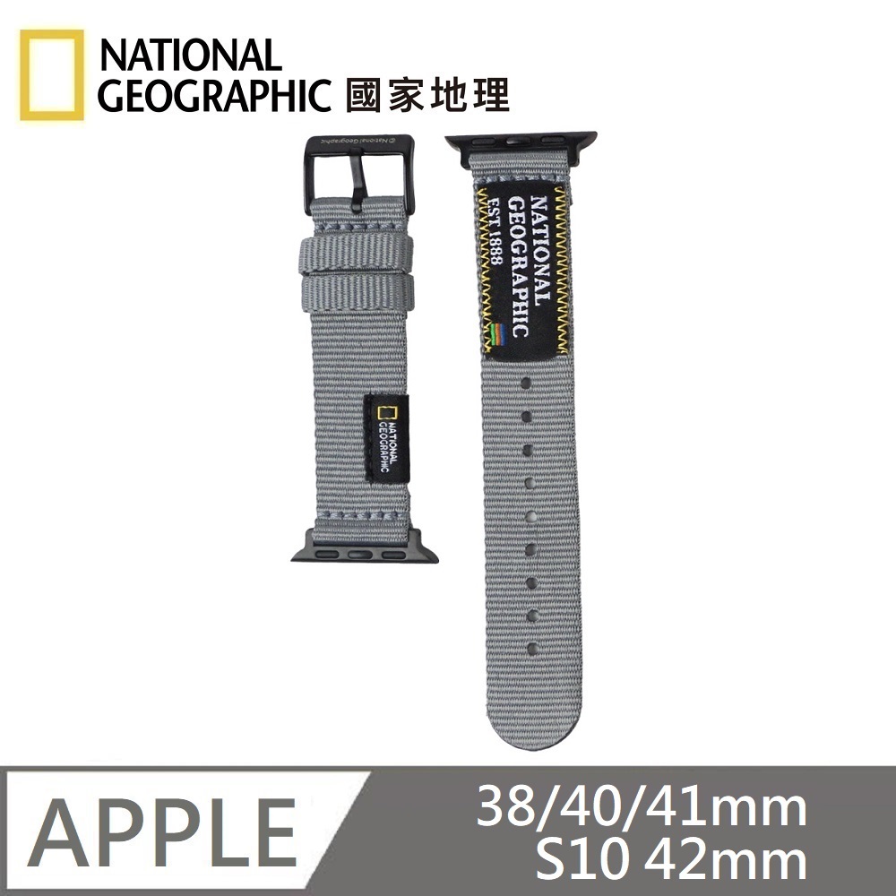 National Geographic Apple Watch Nato Slim Strap Trendy Watchband Suitable for Apple Watch 38/40/41mm, S10 42mm - Gray , , large