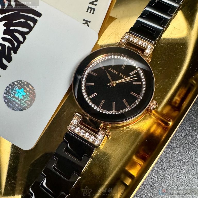 [星晴錶業]ANNE KLEIN手錶,30mm,AN00459黑色錶面黑錶殼深黑色陶瓷錶帶款, , large