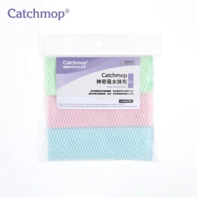【THE LOEL】韓國製神奇抹布系列- Catchmop 神奇吸水抹布(3入裝) / 適用於各種吸水清潔用途 🎉雙12優惠(12/1~12/14)-買就送 Catchmop 多用途圓形清潔布1入裝, , large