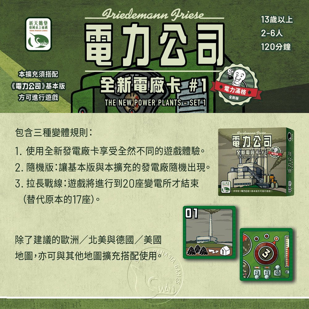 【新天鵝堡桌遊】電力公司擴充3：全新電廠卡#1, , large