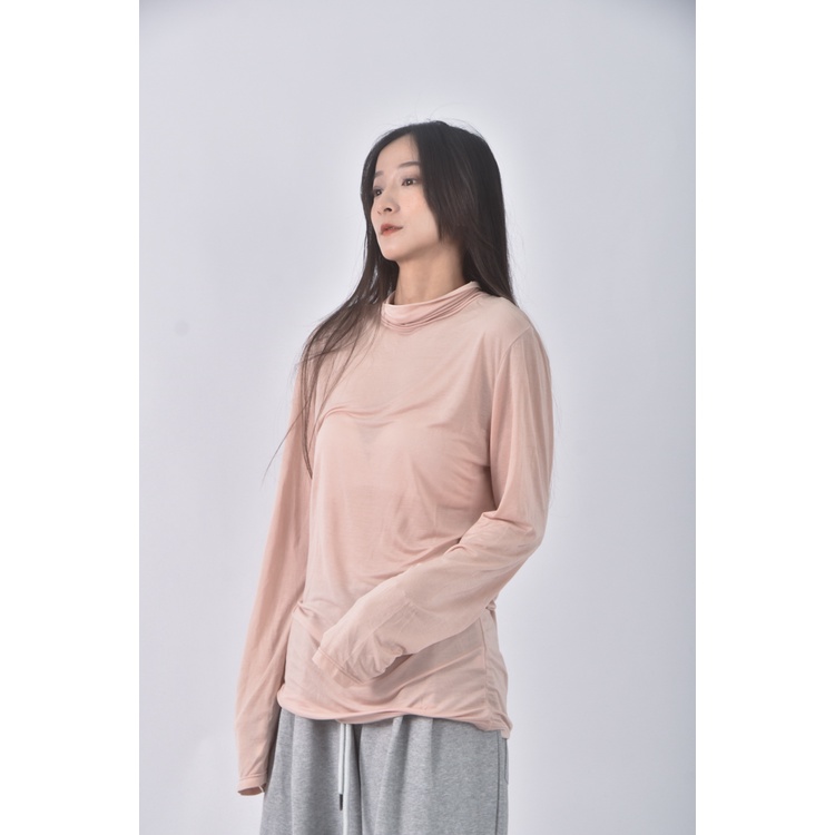 (L) uniqlo質感高領粉色長袖上衣二手衣, , large