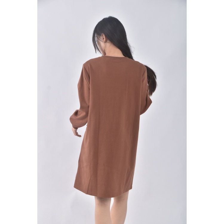 (S) betty s質感棉質假兩件棕色洋裝二手衣, , large