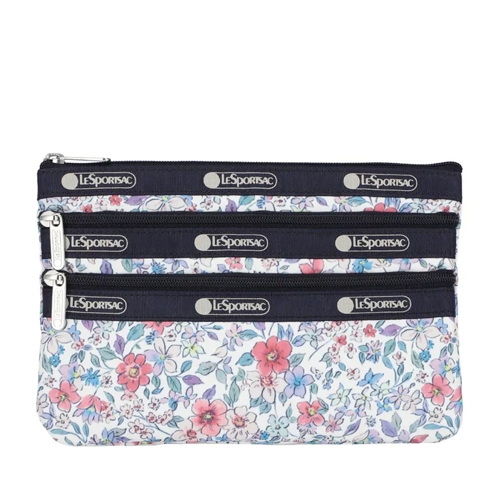 |快速出貨|Lesportsac 3-zip Cosmetic 三層拉鍊化妝包 - 織錦花語, , large