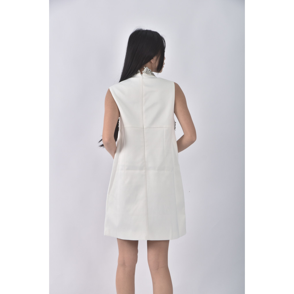 (M) 質感禮服水鑽白色洋裝二手衣, , large