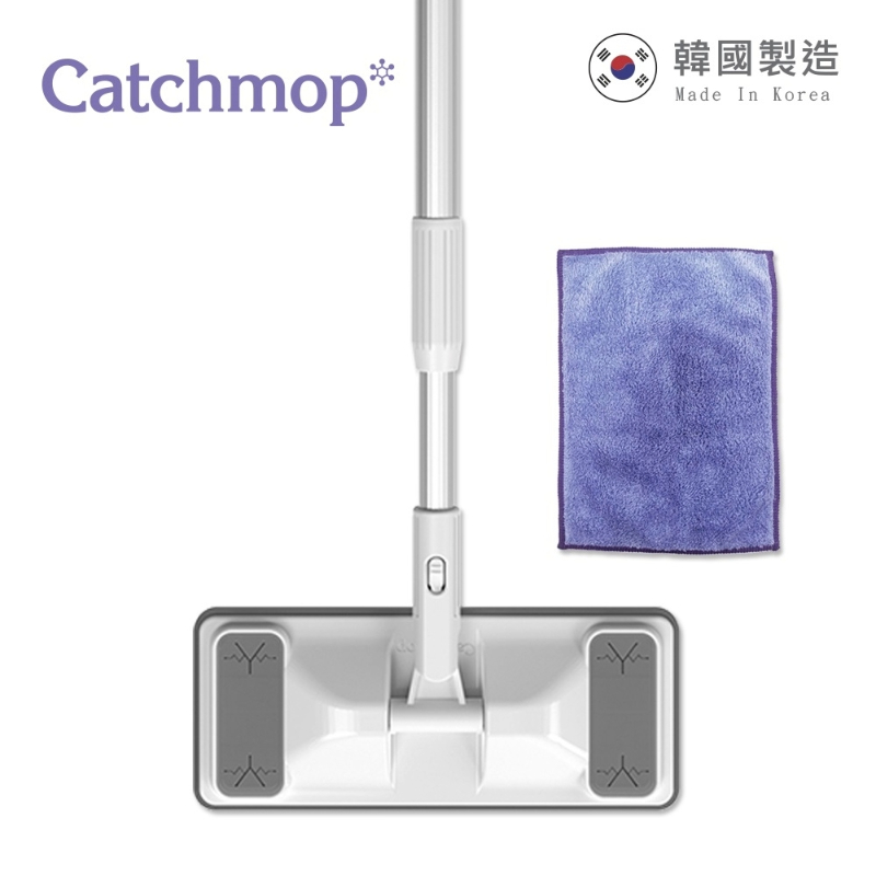 〔得來亞〕Catchmop輕巧平板拖把組(1桿+1布) / 清潔拖地不費力, , large