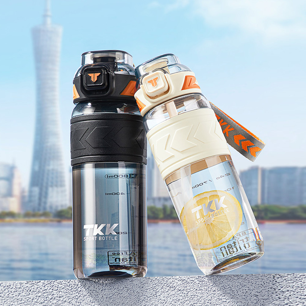 【TKK】美國進口Tritan邁越系列 手提式 兩用 運動水壺600ML(附提帶)-電光白, , large