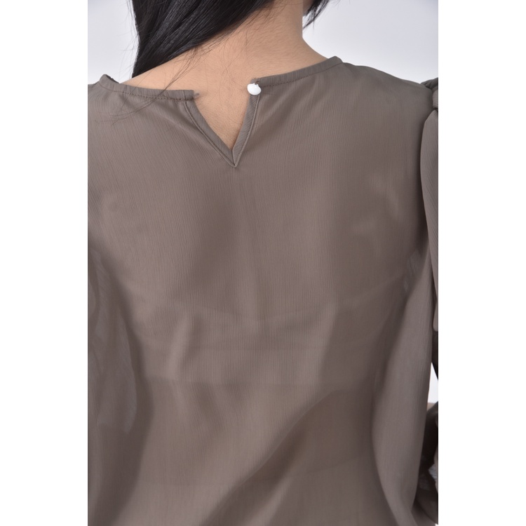 (S) wan s質感棕色長袖上衣二手衣, , large