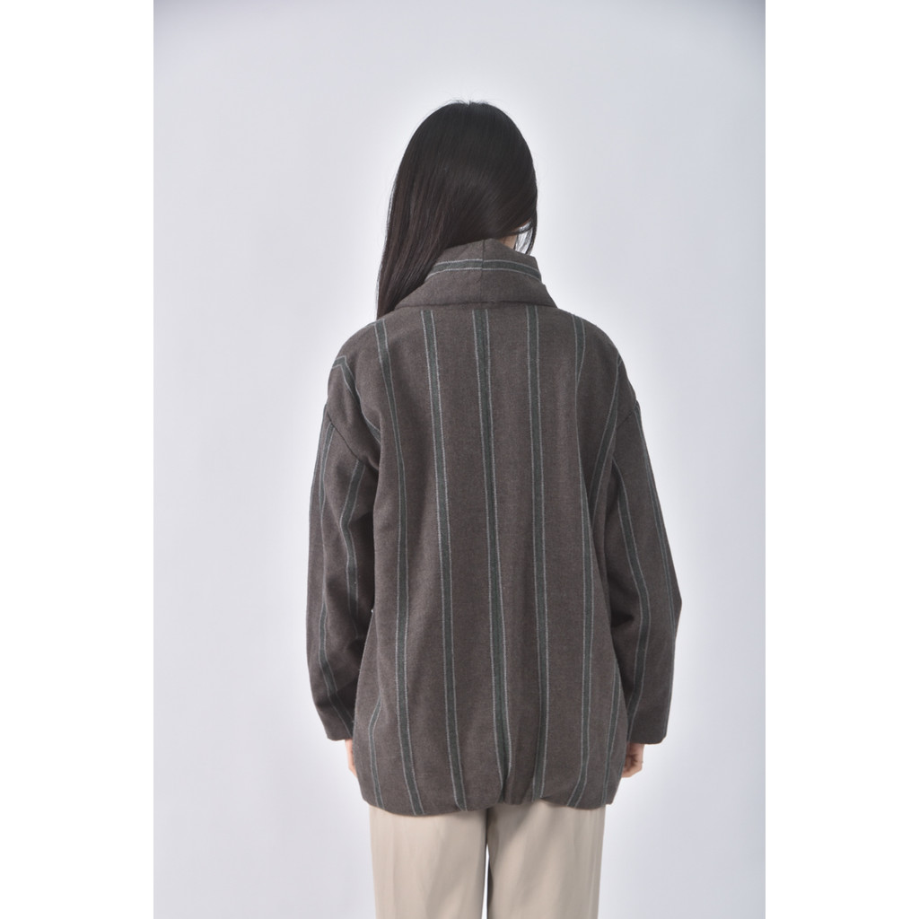 (L) lilasic條紋棕色外套二手衣, , large