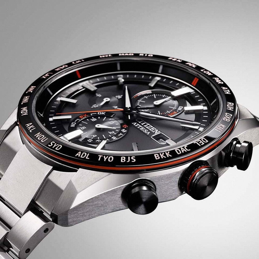 CITIZEN 星辰 鈦金屬 光動能電波萬年曆計時手錶 AT8189-61E, , large