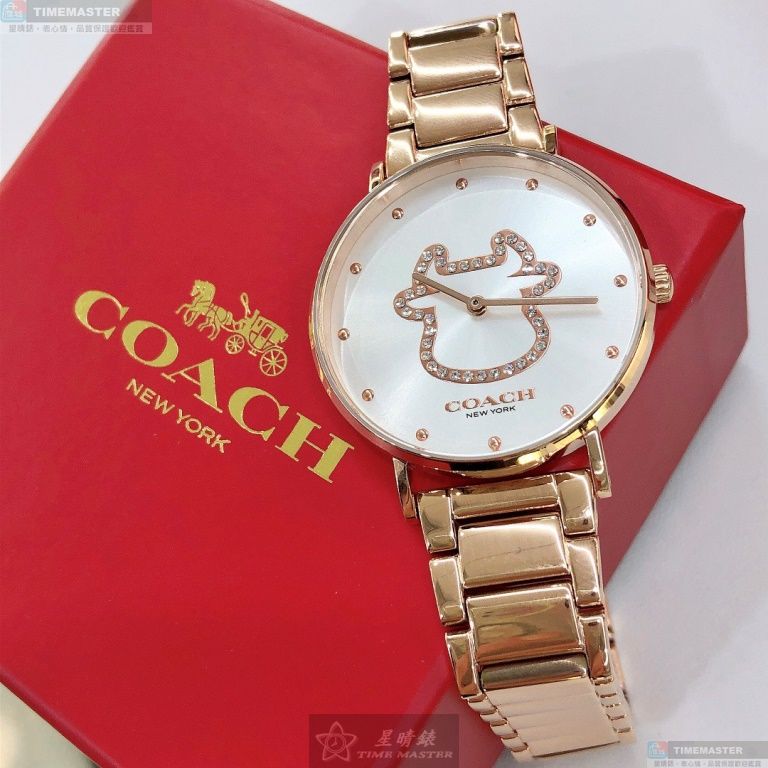[星晴錶業]COACH手錶,36mm,CH00018白色錶面玫瑰金錶殼玫瑰金色精鋼錶帶款, , large
