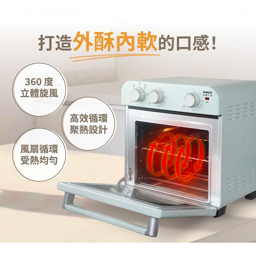 SANLUX Sanyo Taiwan 18L Stylish Air Fryer Oven SK-F18, , large