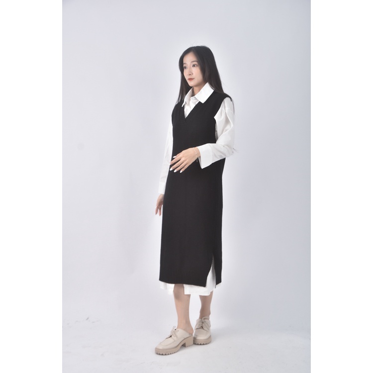 (XL) 質感兩件式黑色洋裝二手衣, , large