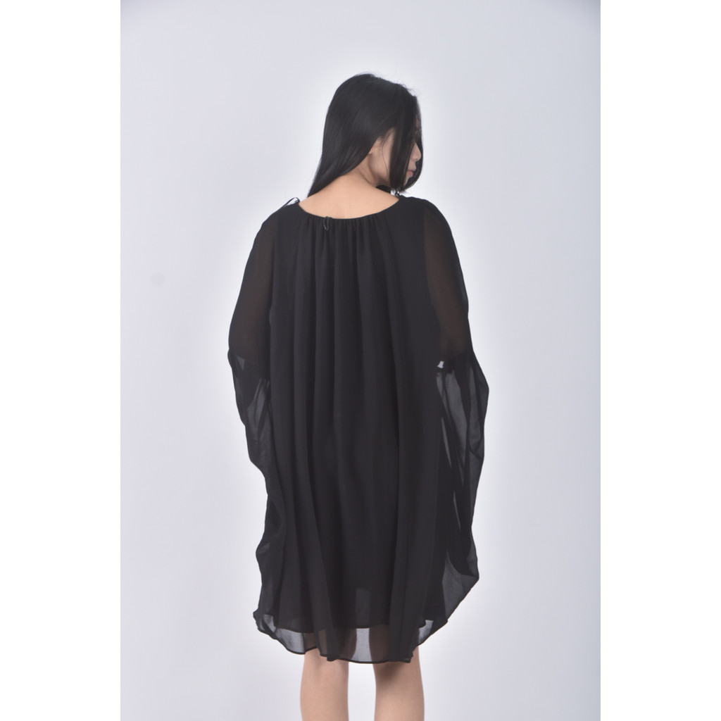 (L) zara質感紡紗黑色洋裝二手衣, , large