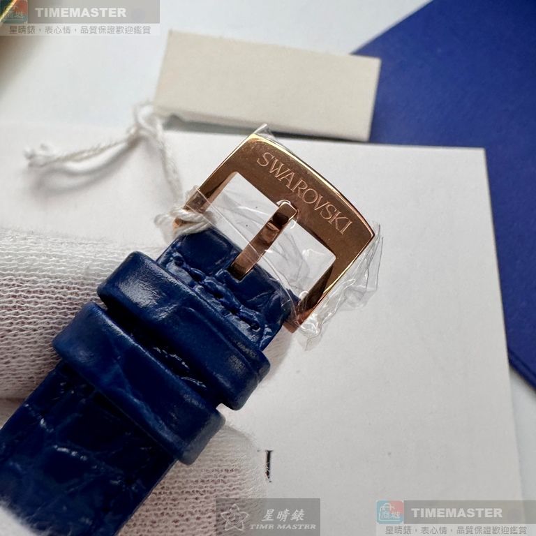 [星晴錶業]SWAROVSKI手錶,40mm,SW00033寶藍色錶面玫瑰金錶殼寶藍真皮皮革錶帶款, , large
