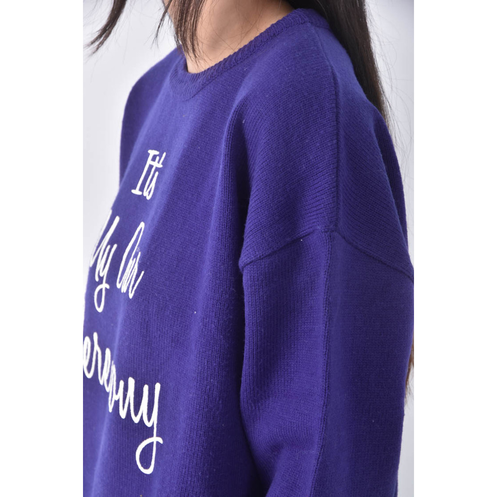 (XL) kong by韓牌字母藍色長袖上衣二手衣, , large