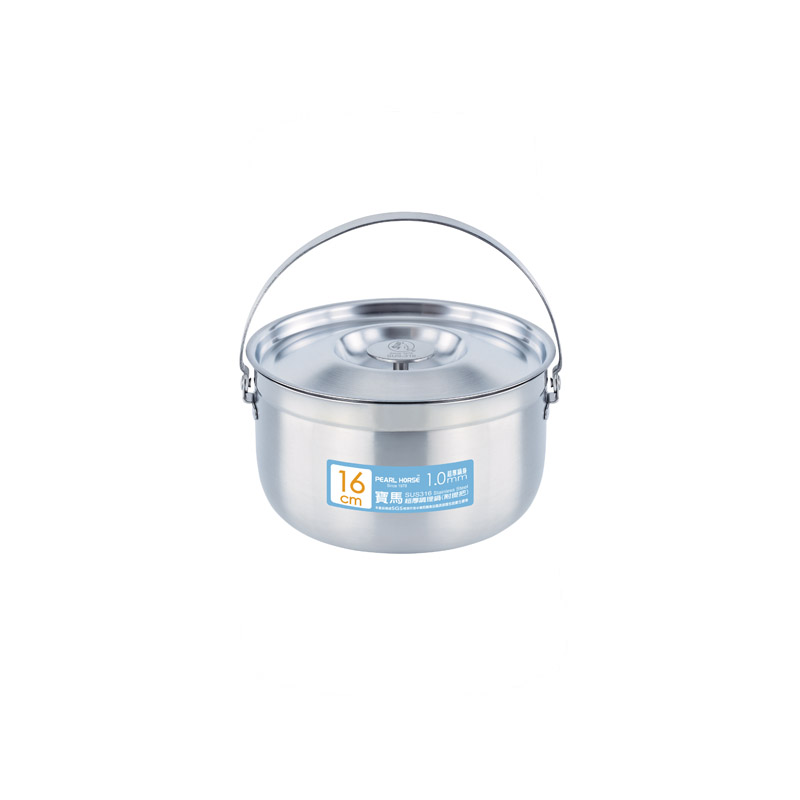 PEARL HORSE 316 Stainless Steel Thick-Base Cooking Pot with Handle – 16cm
