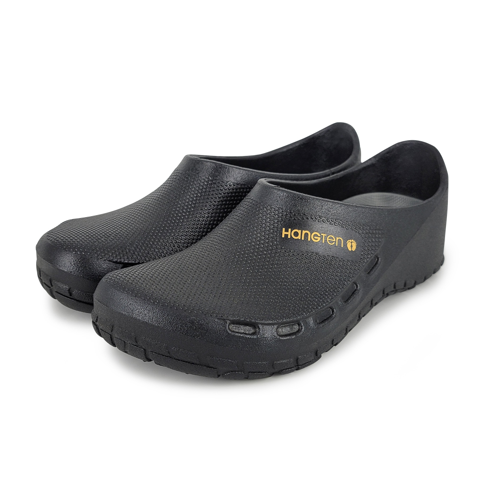 HANG TEN 一體成型廚師鞋 MIT台灣製造 工作鞋 拖鞋 懶人鞋 廚房 防水 護趾 透氣 可拆鞋墊 耐磨 止滑 黑, , large