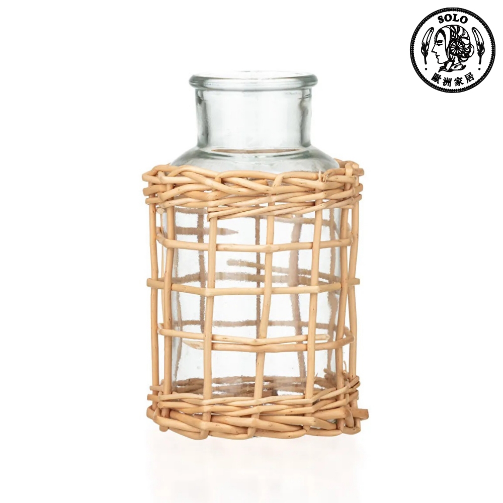 【SOLO歐洲家居】LCW Home 土耳其製 14cm 鄉村風花器 藤編花瓶 酒瓶造型 擺件 擺飾 拍攝道具 居家裝飾, , large