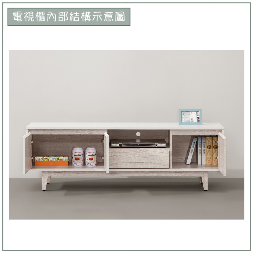 【唯熙傢俱】紀薇橡木雙色5尺電視櫃, , large