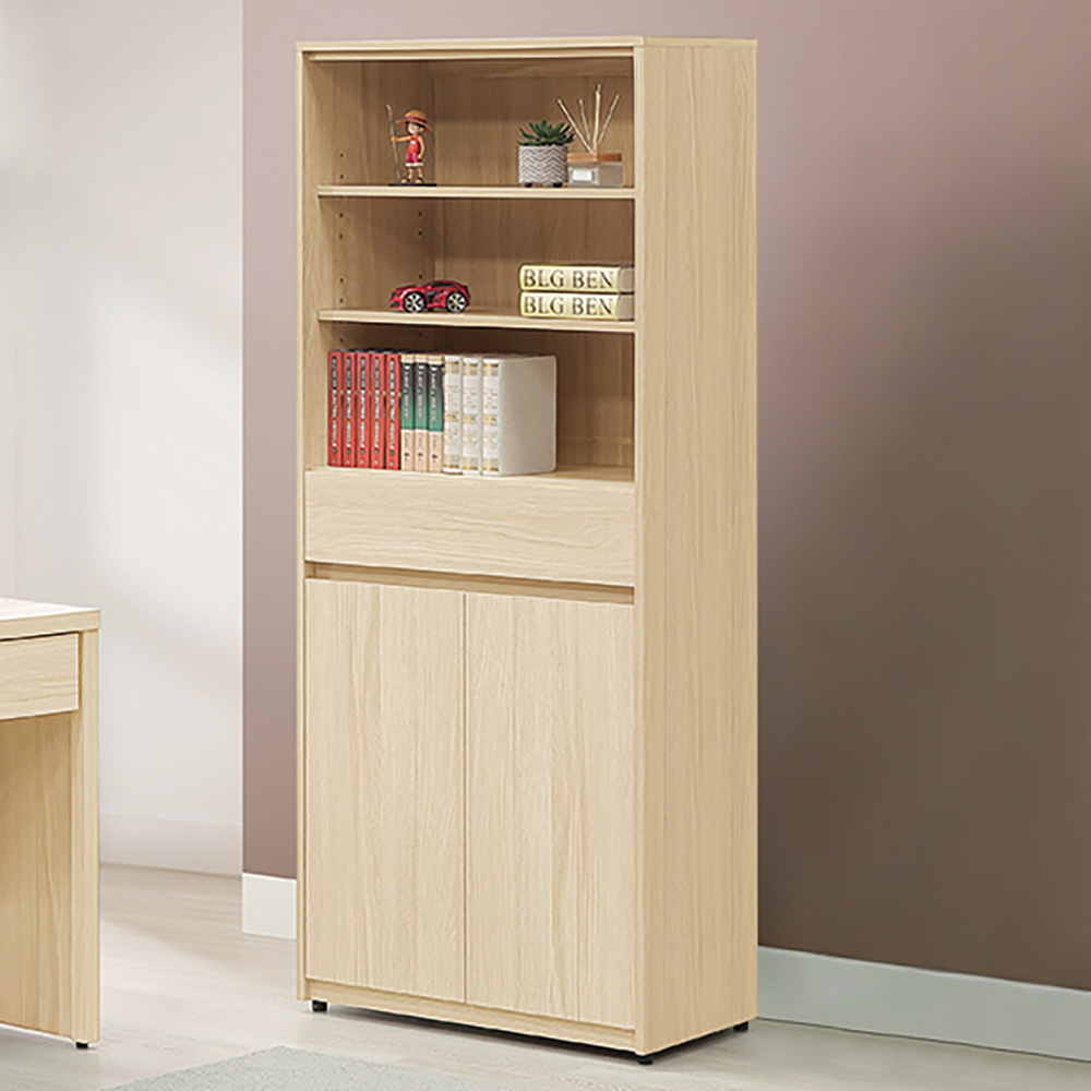 【Hampton 漢汀堡】娜朵白橡色開放中抽下門書櫥, , large