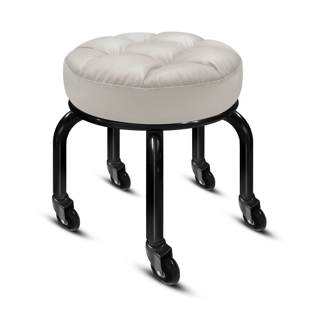 【G+居家】免組裝 動感滑輪萬用椅-黑管-白色(2吋純黑輪), , large