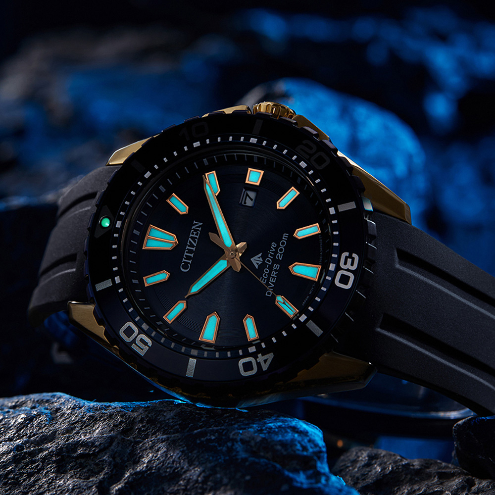 CITIZEN 星辰 PROMASTER MARINE 光動能200米潛水錶-黑x藍 BN0196-01L, , large