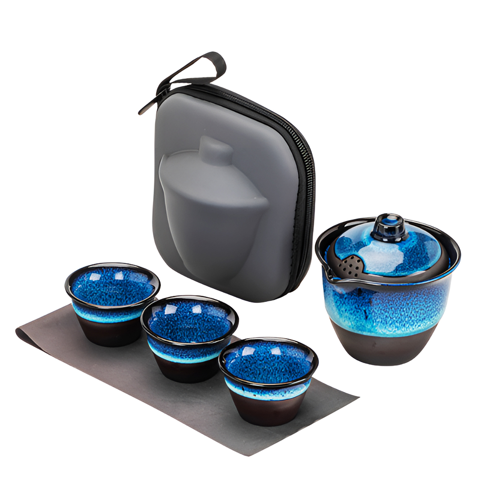 【上手家居】旅行茶具組-漸變藍(茶具/泡茶組/旅行茶具/茶壺組/快客杯), , large