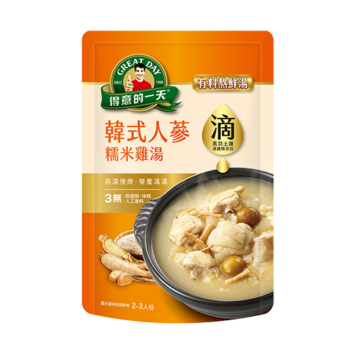 [正光藥局]得意的一天-韓式人蔘糯米雞湯780G /袋 (2~3人份)_2入組, , large