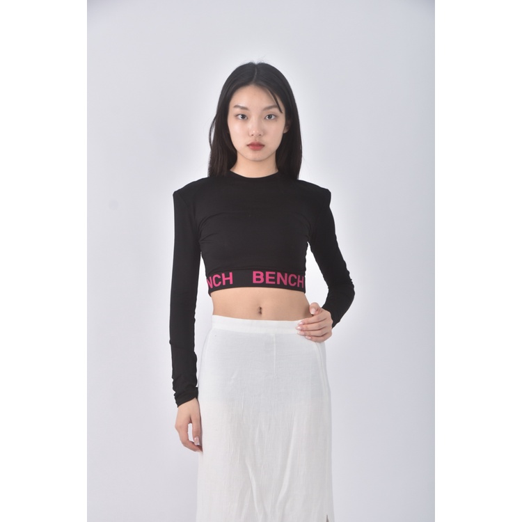 (S) rare closet韓牌質感修身短版字母黑色長袖上衣二手衣, , large