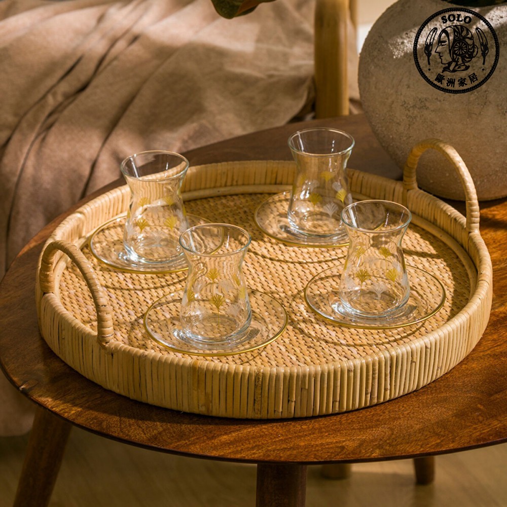 【SOLO Vintage】LCW Home 130ml Golden Palm Glass Tea Cups Set Made in Turkey, , large