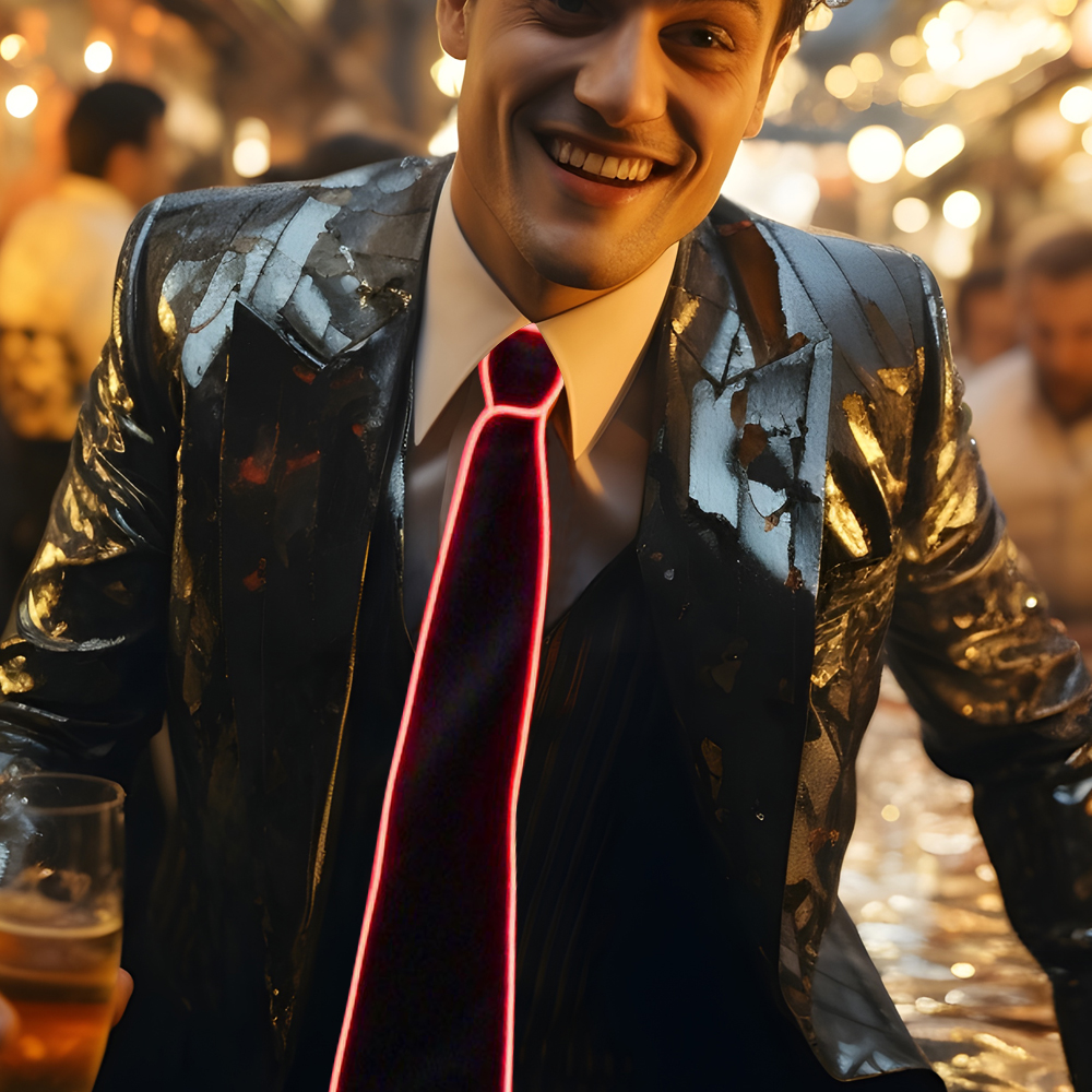 發光領帶【多色可選】 派對配件 萬聖節 LED領帶 可調節領帶 化妝舞會 嘉年華 禮物 變裝派對 音樂派對 時尚派對, , large