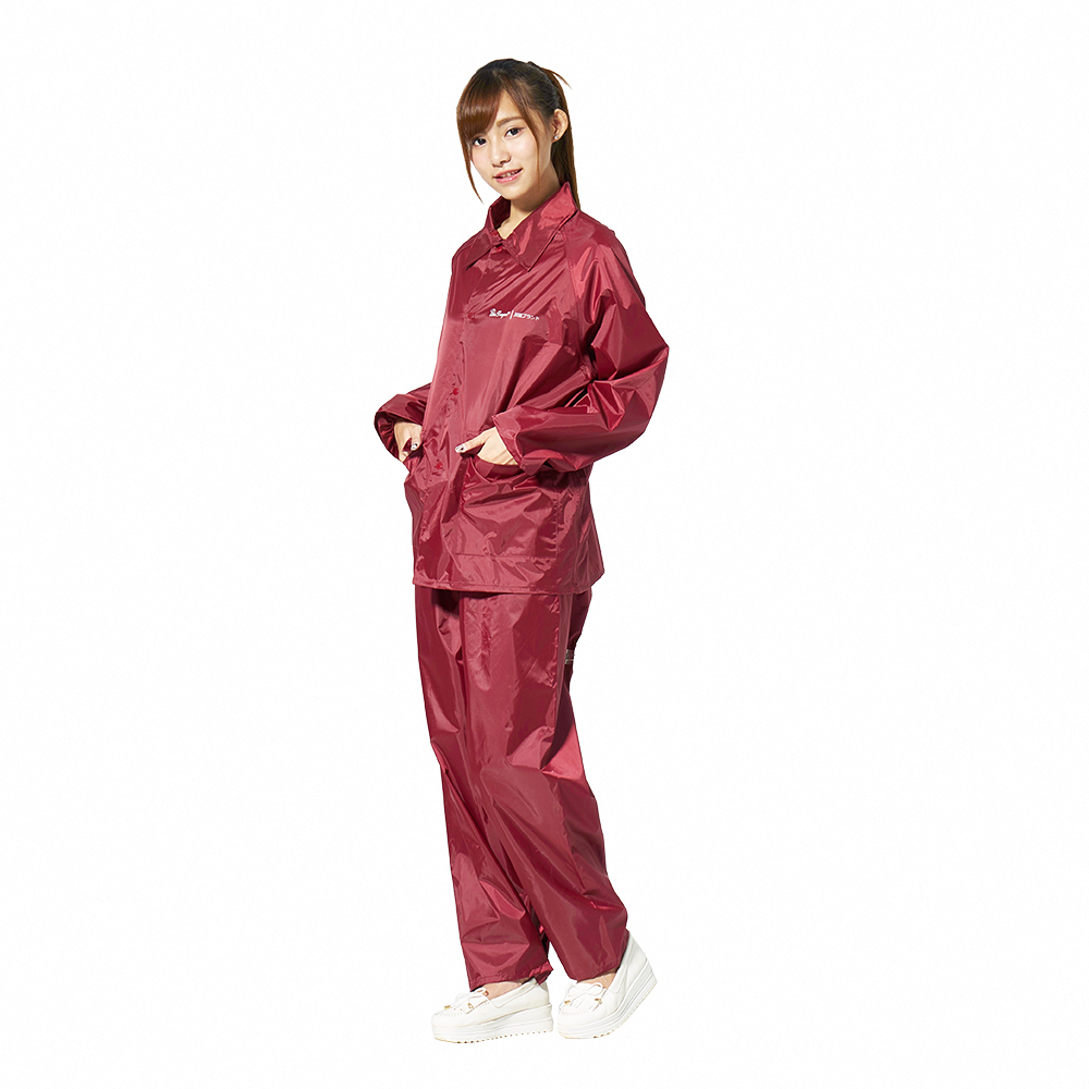 [Twin Dragon] Minimalist Motorcycle Two-Piece Raincoat (Motorcycle Raincoat Suit ES) Size 3XL Burgundy, , large