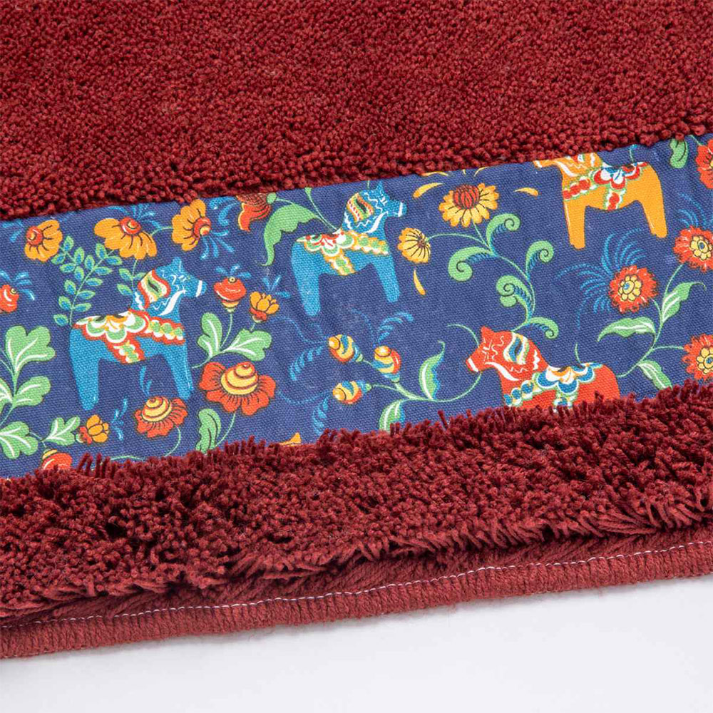 【HASHIZUME】Japan-Made Antibacterial & Deodorant Kitchen Mat 50×180cm – Wine Red (Nordic-Style Lucky Horse / Non-Slip Design / Machine-Washable), , large