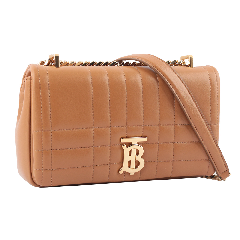 BURBERRY Lola 小羊皮縫線設計小款翻蓋鍊包/楓葉棕色, , large