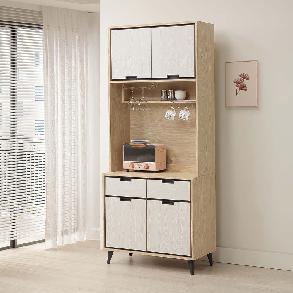 【唯熙傢俱】雷莎原木雙色2.7尺餐櫥櫃, , large